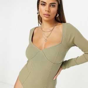 ASOS Olive Ribbed Bodysuit